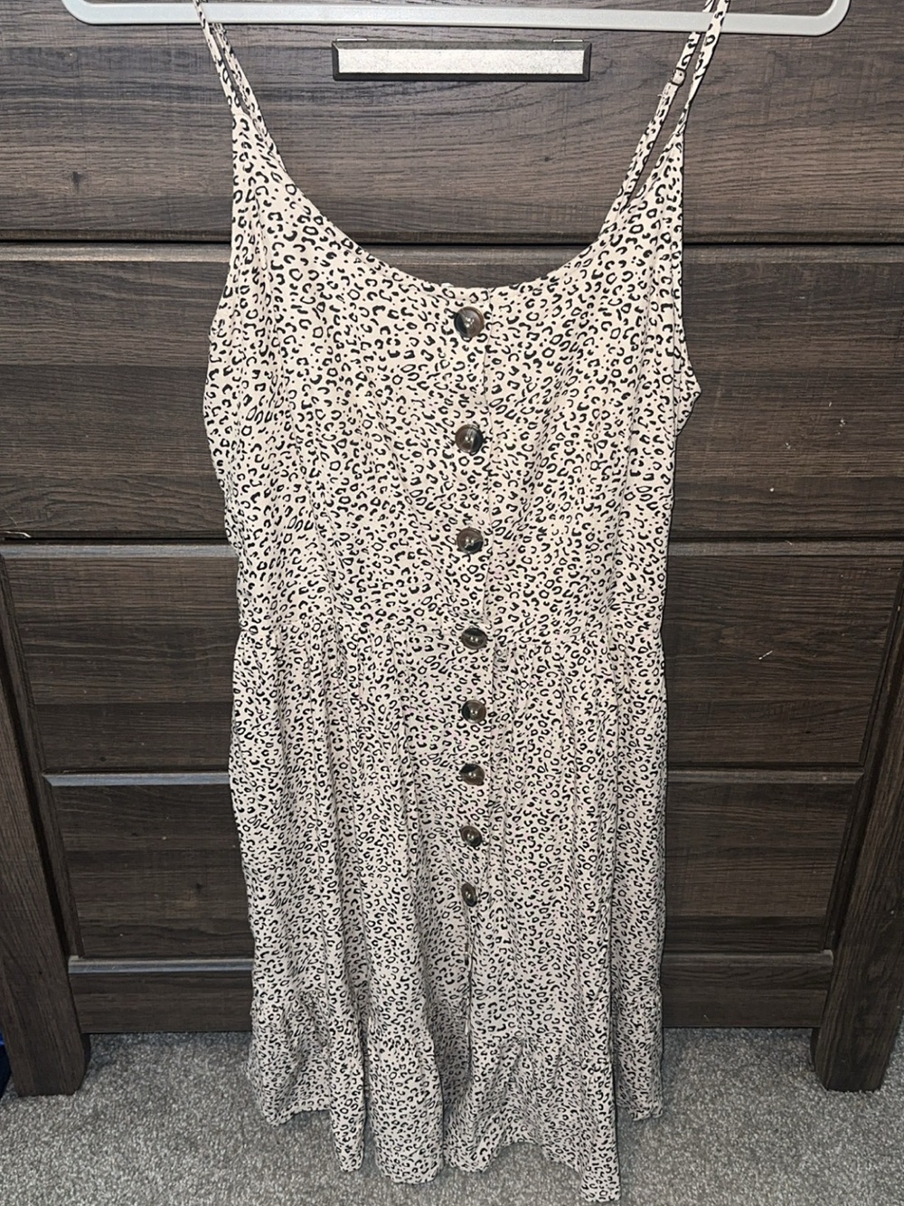 Japna Cream Leopard-Print Button Midi Dress
